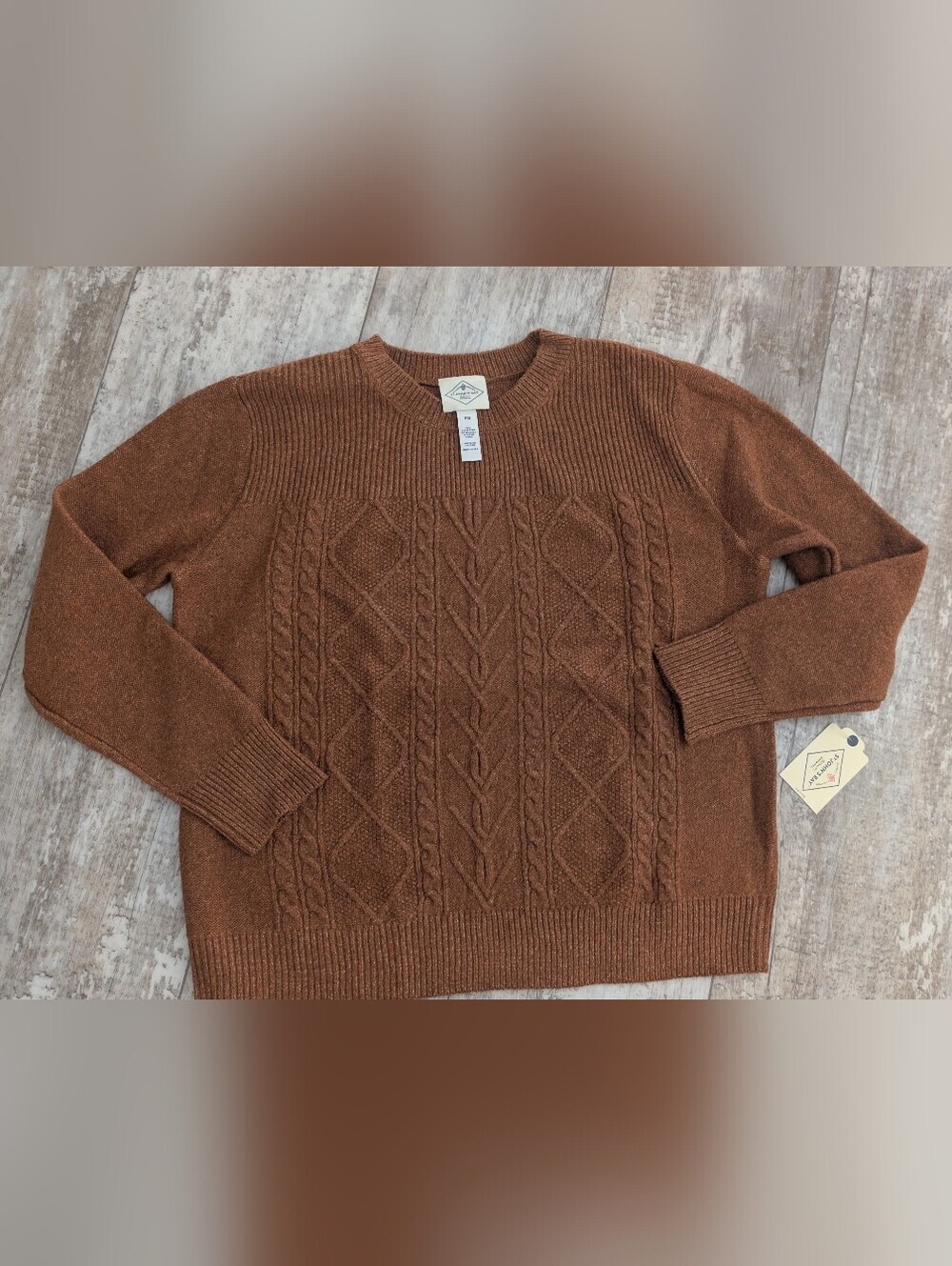 St. John's Bay Tan Cable Knit Sweater Petite Small